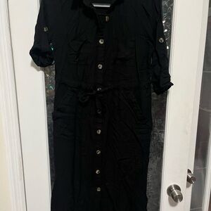 Lush Black Button-Up Dress Size S